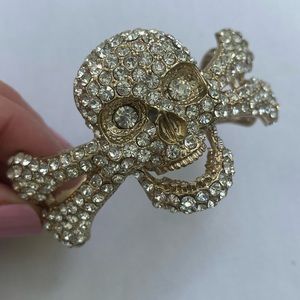 Skull crystal bone rock couture bracelet skeleton statement bangle